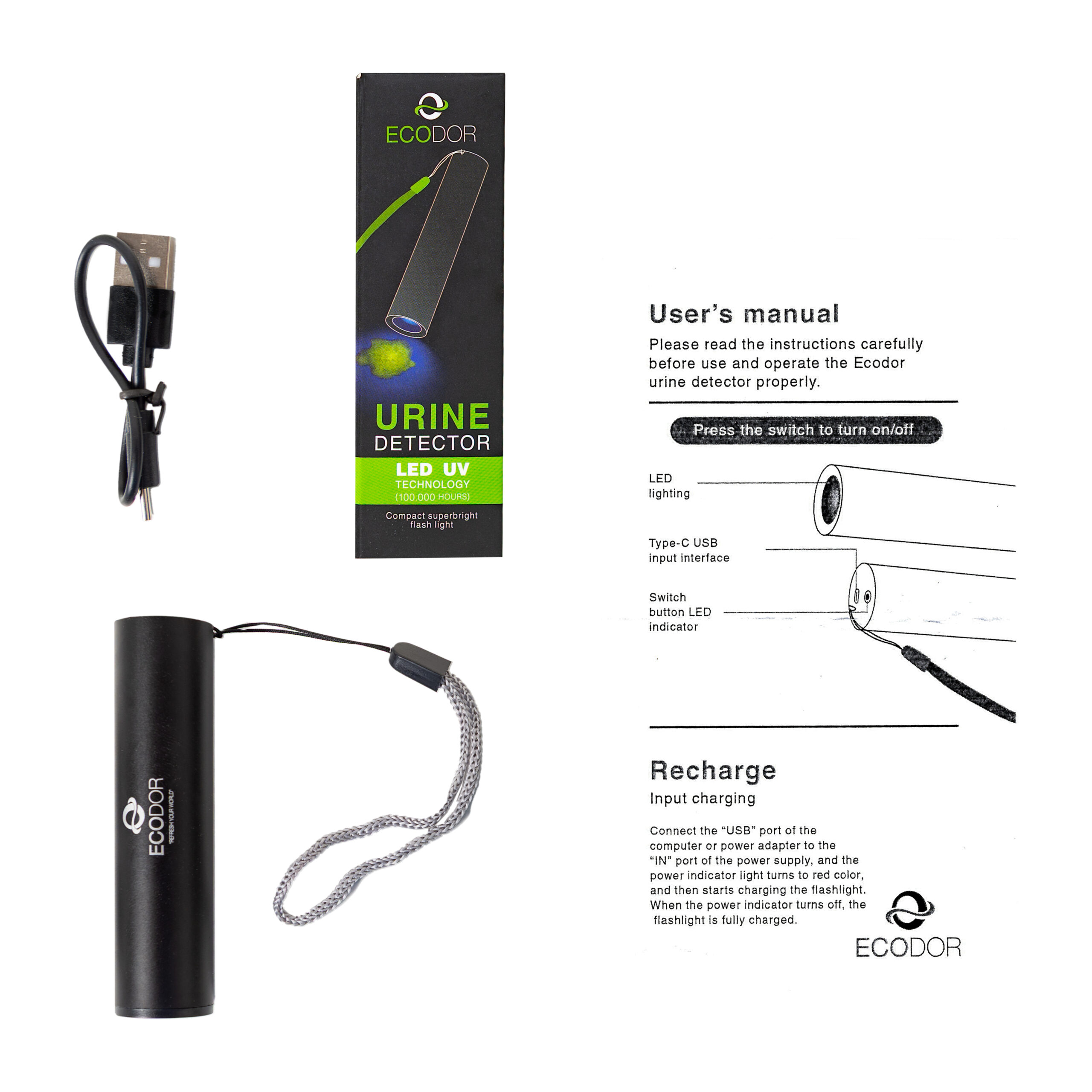 Ecodor Actiepakket – UF2000 4Pets + Geur- en vlekverwijderaar + EcoLight (oplaadbare) urine detector - Afbeelding 11