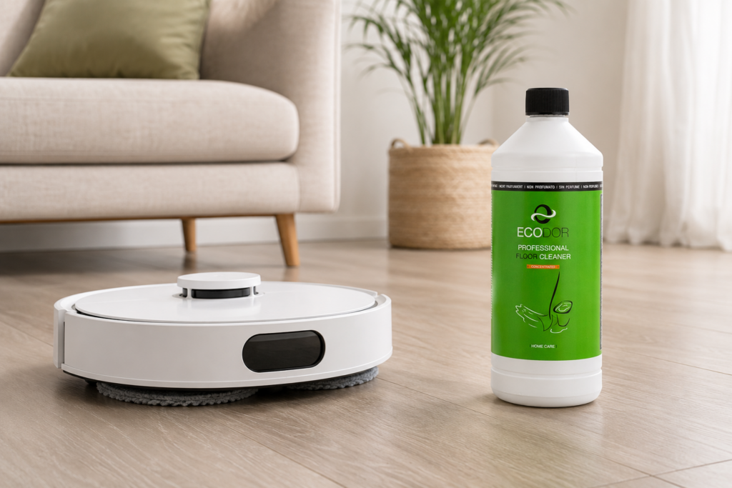 Vloerreiniger voor dweilrobot en robotstofzuiger - EcoFloor Daily Formula op PVC vloer